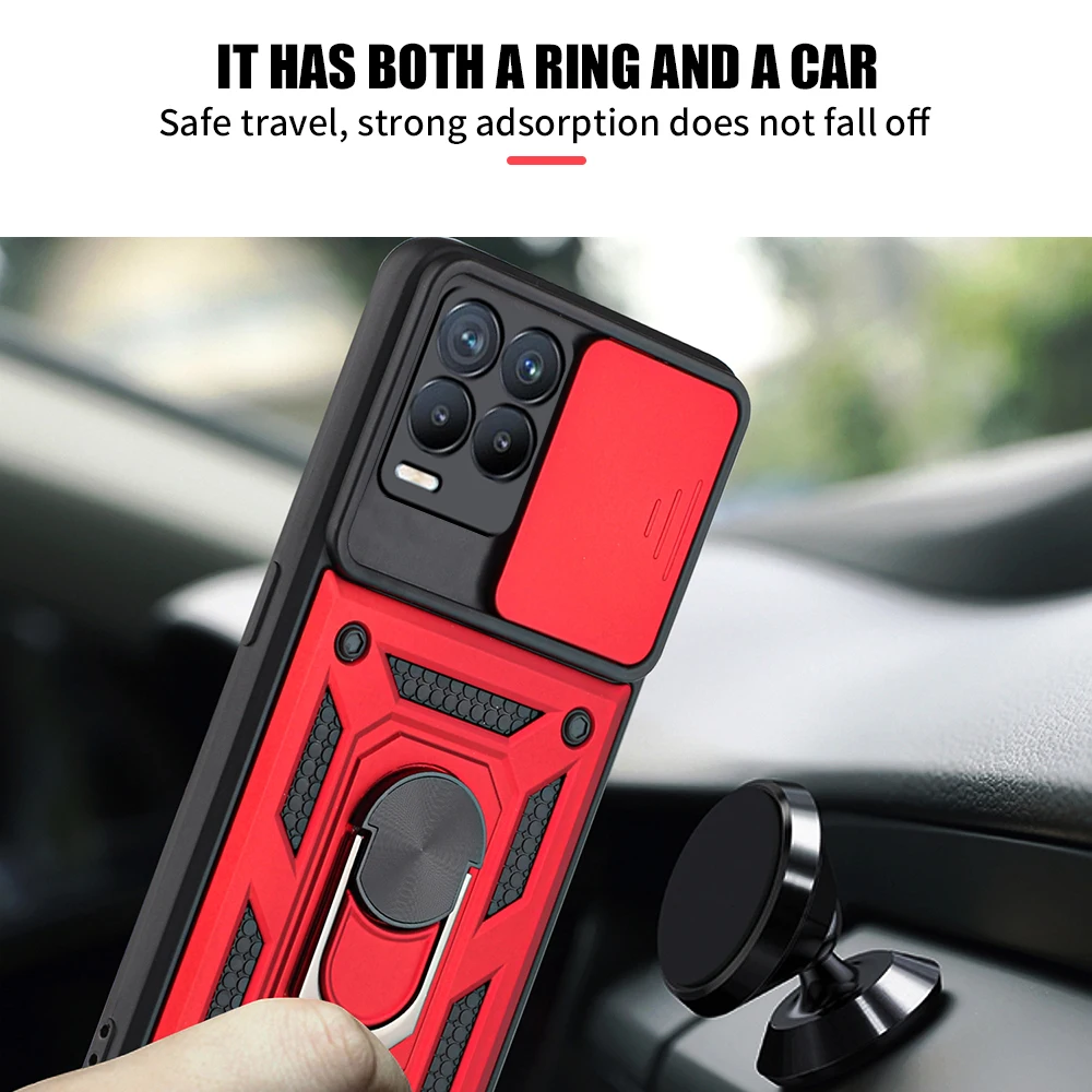 for realme 8 pro case camera protection armor phone cover for oppo realme 8 realme8 pro 8pro magnetic holder ring cover coque free global shipping