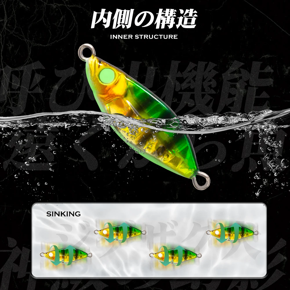 Hunthouse LIZINC metal jig fishing lure 3.5/5/7/10/14g micro jig lures sinking shore jigging bait for fishing bass pike UV eyes