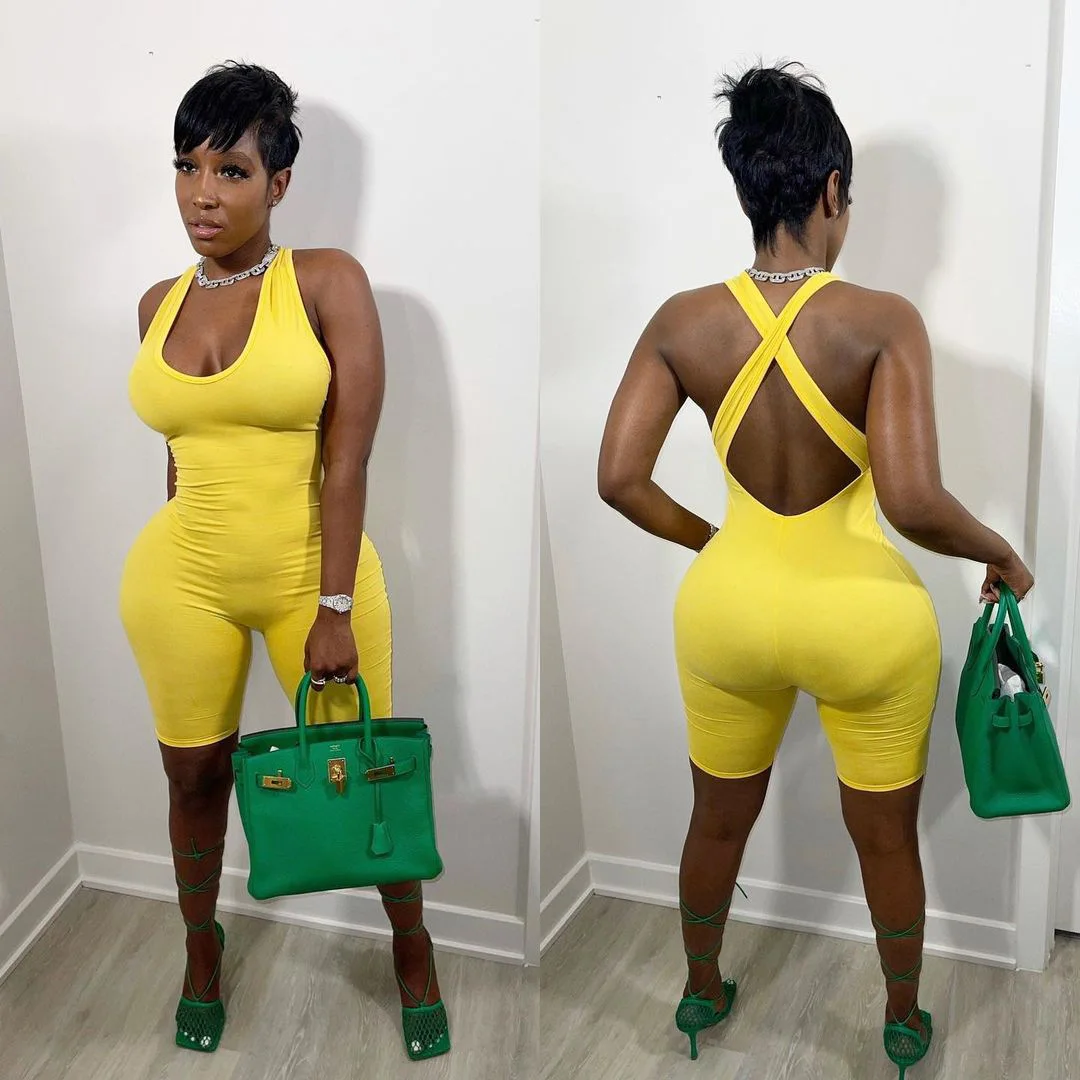 

Summer Cross Backless Playsuit Skinny Bodycon Party Club Outfits Summer Jumpsuit Sexy Tracksuit Sporty Yoga One Piece Suit