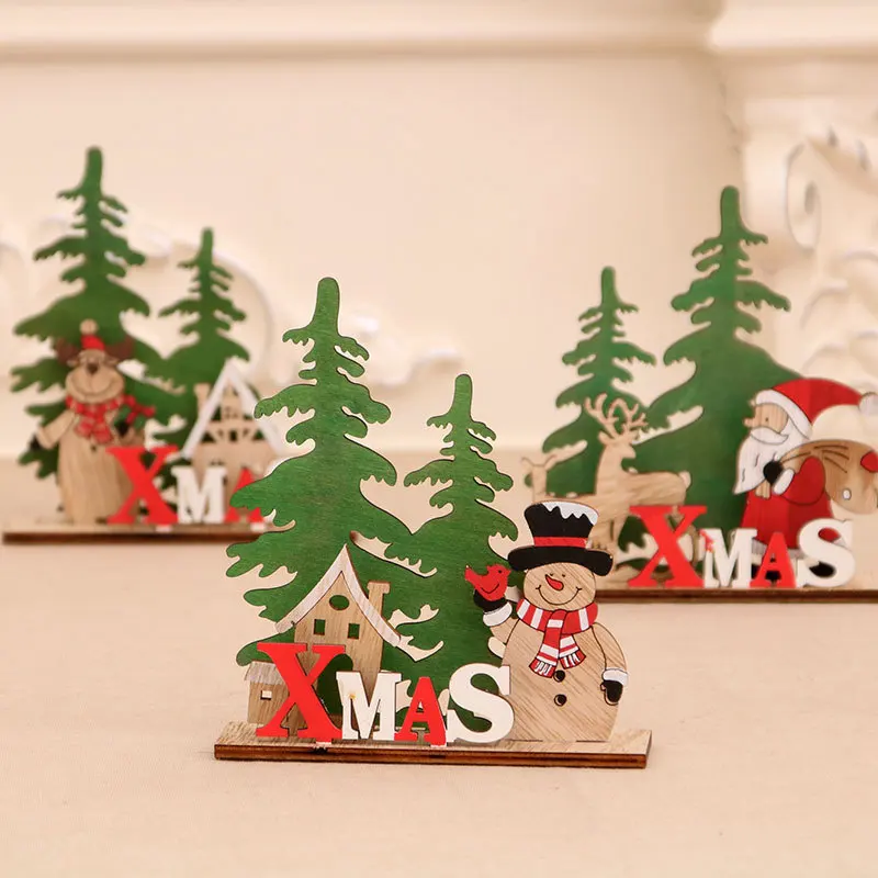 

Christmas Wooden DIY Assemblin Santa Claus Snowman Xmas Tree Decor Desktop Ornaments Decorations for Home 2021 kid Gift New Year