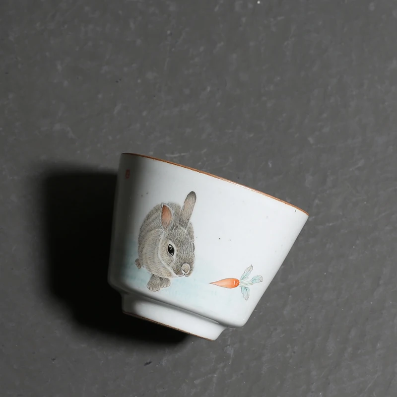 100 мл чайная чашка ручная роспись грубая керамика симпатичный кролик