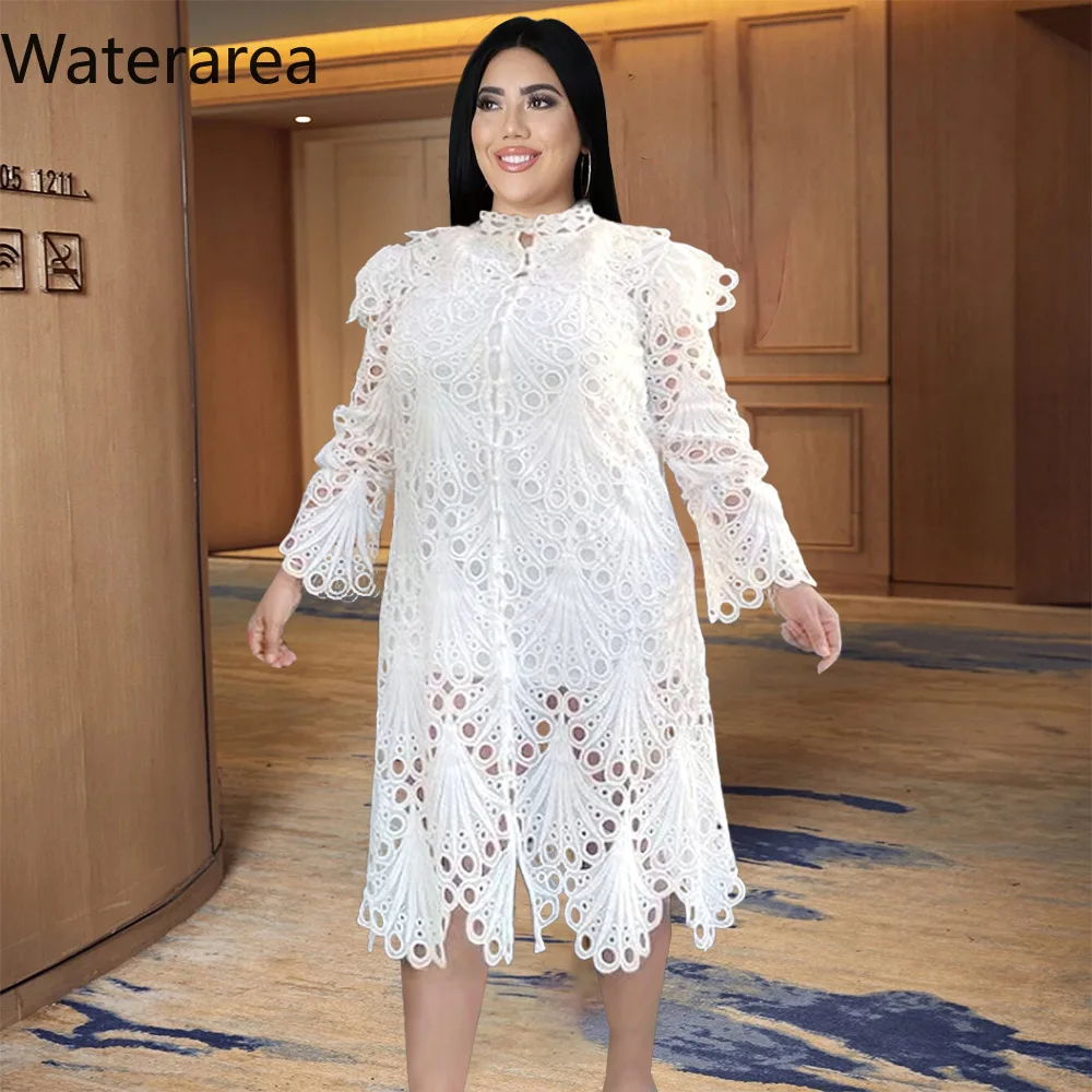 Однотонное женское платье-миди с длинным рукавом и воротником-стойкой - купить по