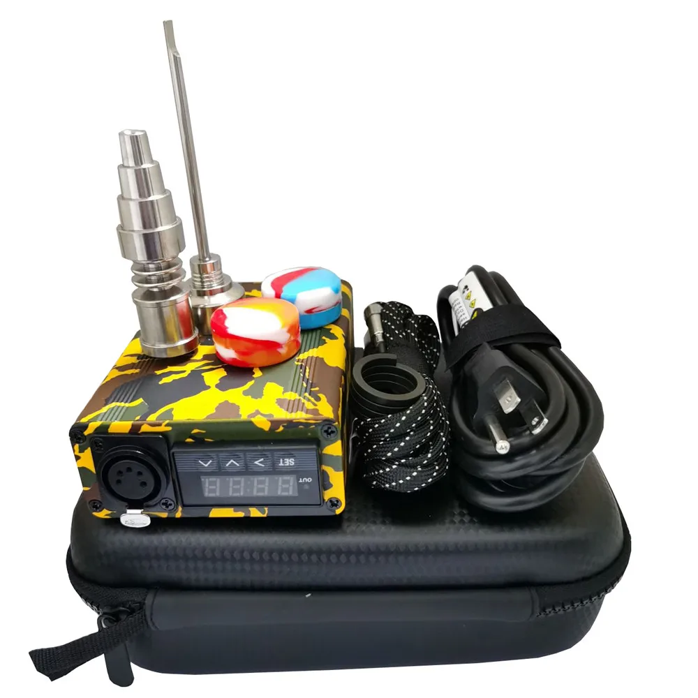 

Титановый комплект Enail Dab, желтый Камуфляжный Цифровой ПИД-регулятор температуры с катушечным нагревателем, 6 в 1, Ti Nail для стеклянных водяных...