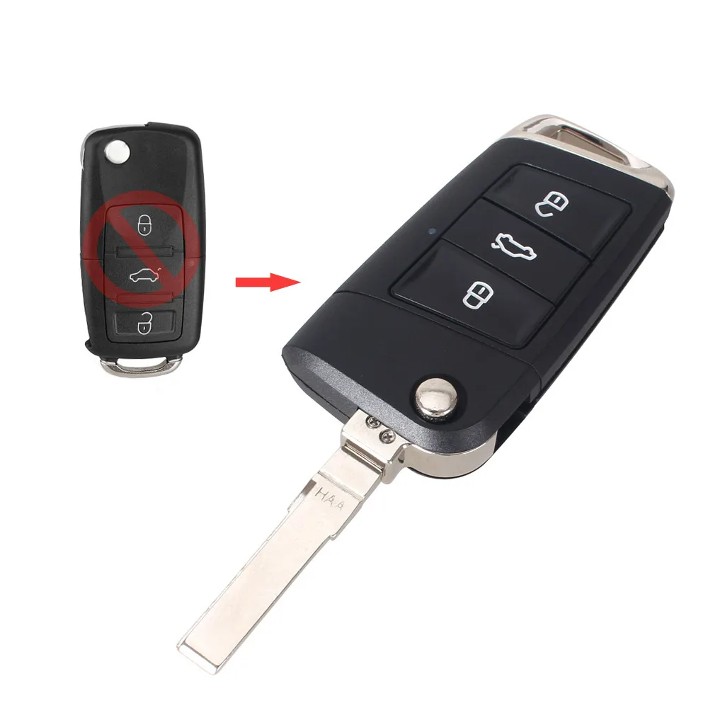 Model 2 KEYYOU 3 BT модифицированный складной Флип корпус автомобильного ключа дистанционного управления чехол с лезвием для Volkswagen VW Golf 7 Jetta Passat Beetle Polo Bora - Количество кнопок: Model 2