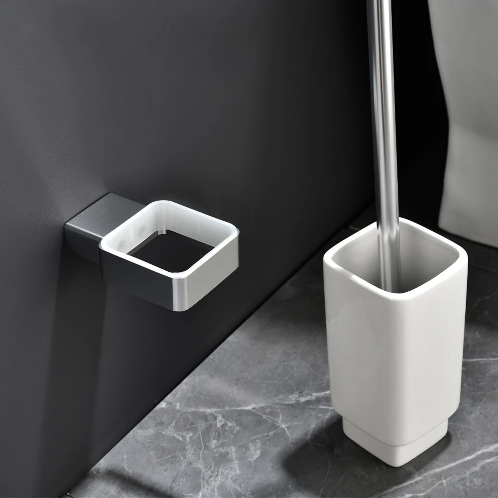aluminum toilet brush holders bathroom accessories wall mounted ceramic cup holders for brush with aluminum handle clean toilet free global shipping