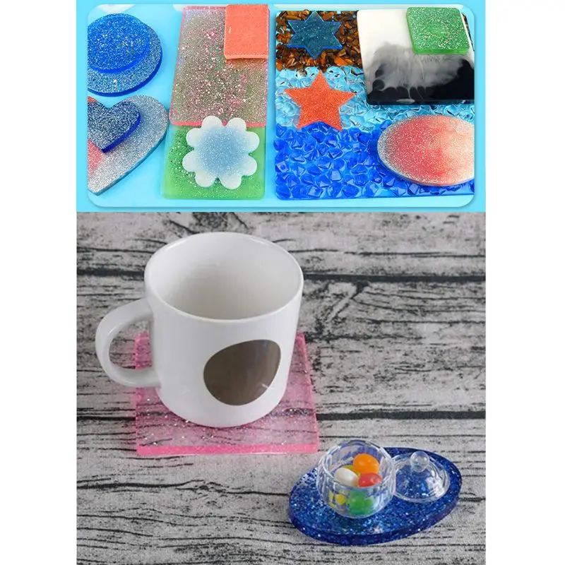 

10Pcs epoxy resin mold square round mold DIY coaster flower leaf specimen mold fashion jewelry accessories mold