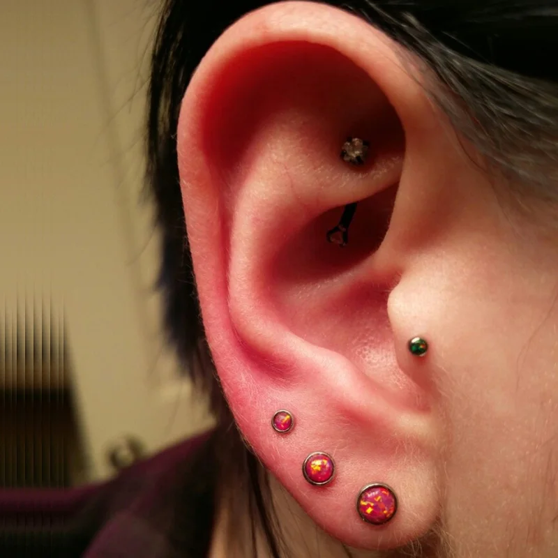 Серьга с опалом 8 шт./лот разных цветов ювелирное изделие для пирсинга завитка