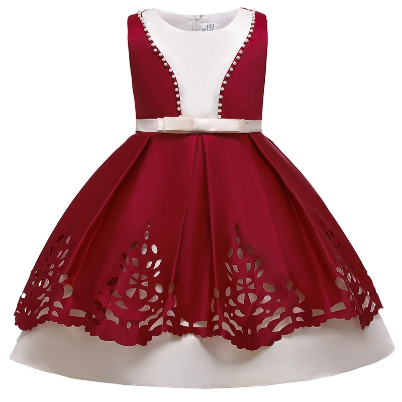Dark Red Г. Зимнее пышное платье кружевное бальное платье для девочек, детские платья для девочек, платье принцессы элегантные вечерние платья для девочек на свадьбу, L5083 - Цвет: Dark Red