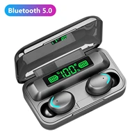 f9 5c tws bluetooth 5 0 headset 2000mah mobile power digital display touch control stereo true wireless earphones with mic
