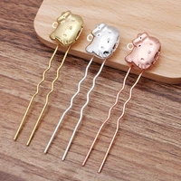 20mm blank cute kt photo locket hair stick hairpins findings bases for wedding bridal hair clip pins women jewelry accessories