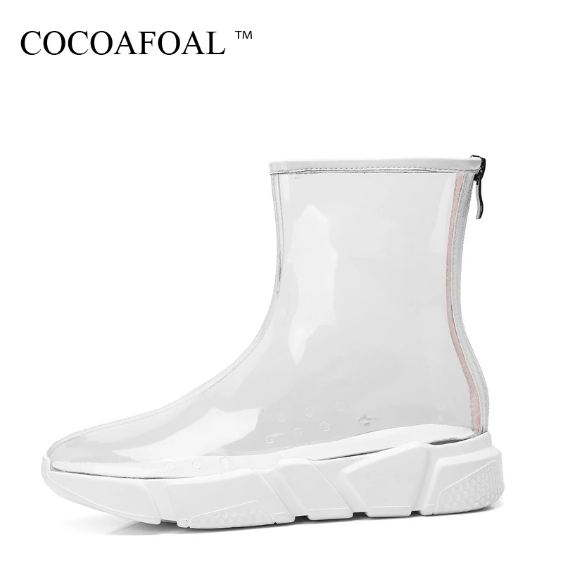 COCOAFOAL/Прозрачная женская обувь для бега на плоской подошве модная прозрачная