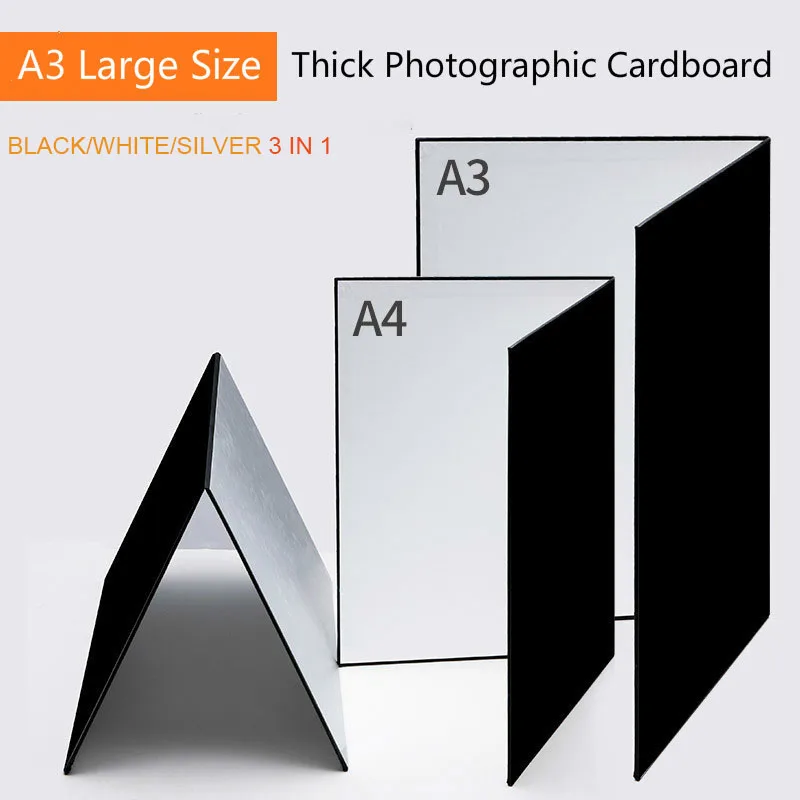 

BEIYANG A4 Reflector Collapsible Cardboard White Black Silver Absorb Light Reflective Paper Camera Photography Accessory