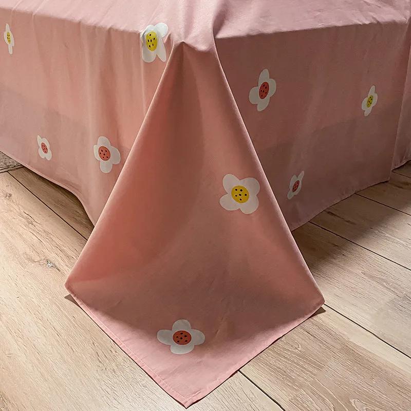

White Flowers 100% Cotton Fabric Bedding Set Bedlinens Queen Size Flat Sheet Duvet Cover Pillowcases Quilt Cover