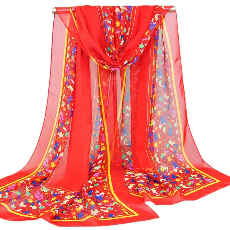 

Fashion Floral Printing Summer Women Scarf Female Long Chiffon Wraps Shawls Spring Beach Sunscreen Muslim Hijab Lady Scarves
