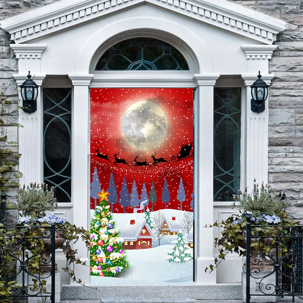 

SMT028 Christmas happy new year Santa Claus and snow man Christmas outdoor decoration sticker 77cm*200cm