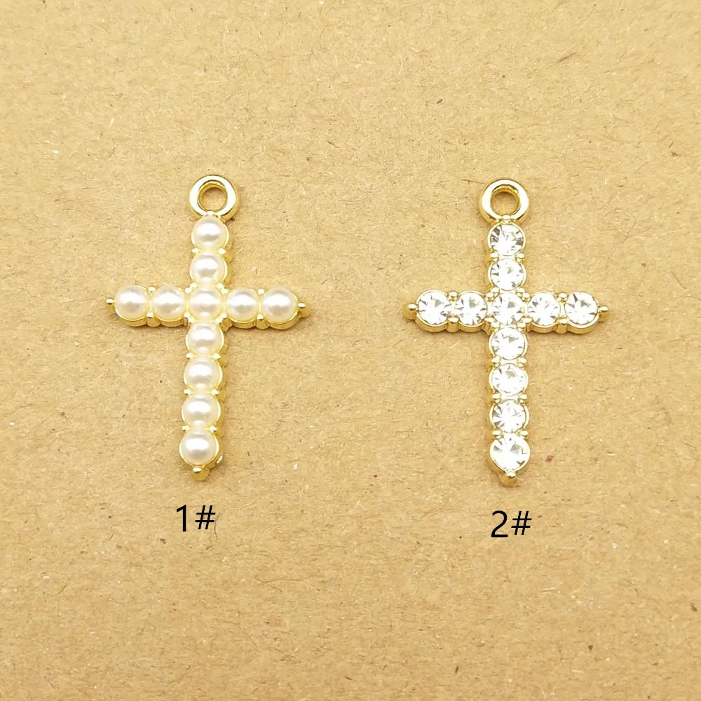 10pcs Cross Charm for Jewelry Making Supplies Craft Pearl Cr