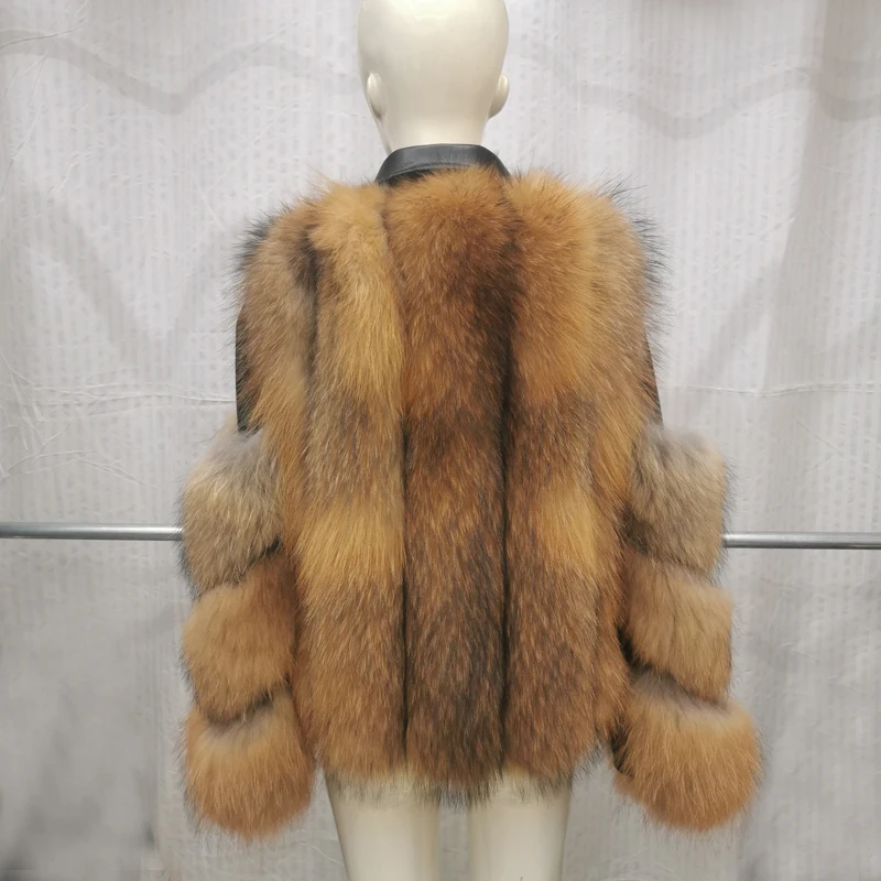 Women Real Raccoon Fur Coats With Sheepskin Leather Whole skin Natural Fox Fur Jacket Outwear Detachable Streetwear Locomotive