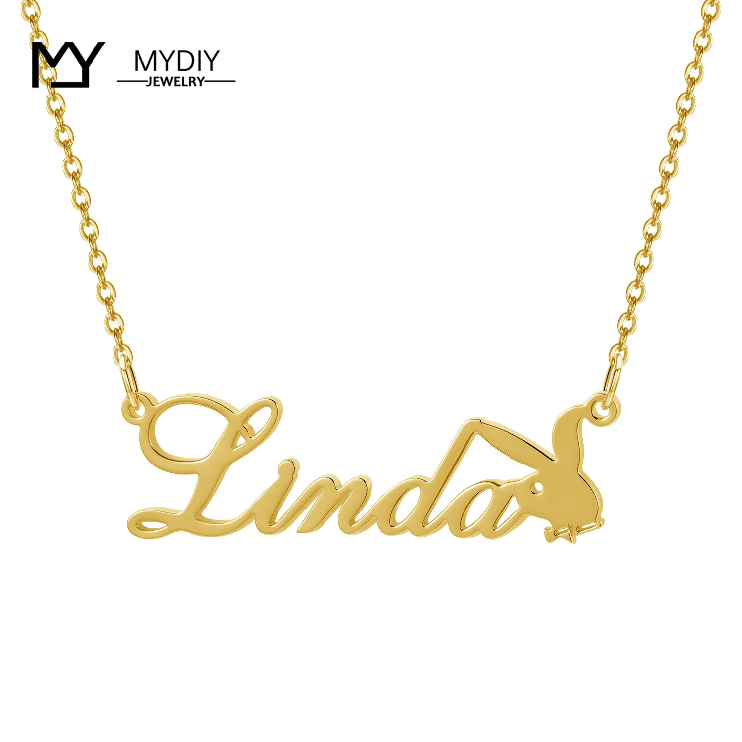 925 Sterling Silver Custom Name 2021 Popular Rabbit Necklace Retro Simple Geometric Pendant Gift Minimalist Fine Jewelry