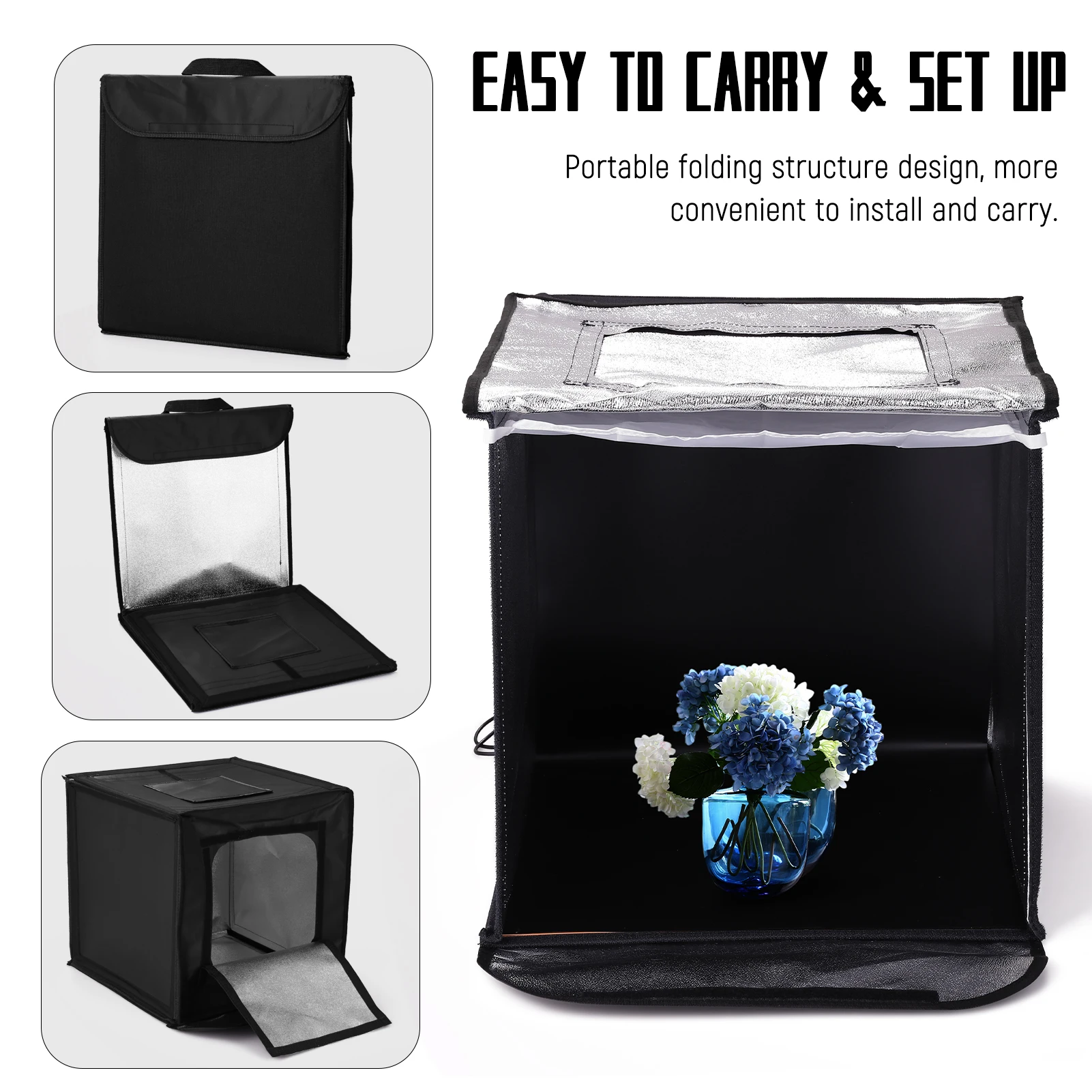 

Multifunctional 0.4m LED Light Soft Box Set Portable Photo studio Lighting Modifier Photography Accessory Softbox with Backdrops