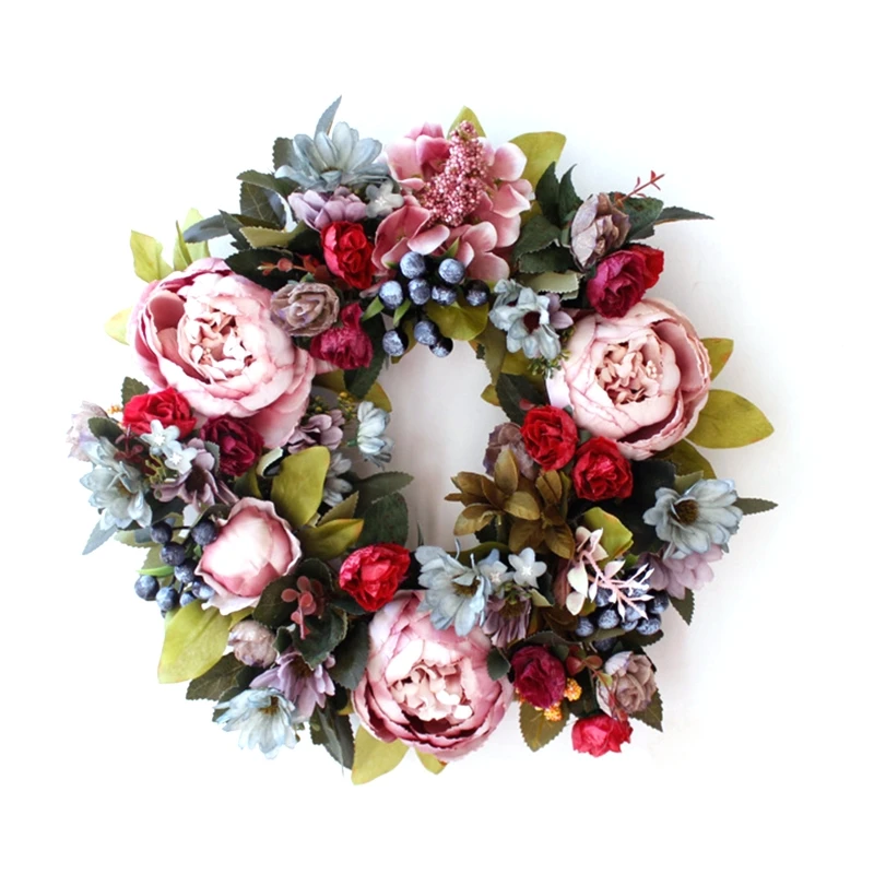 

14” Peonies Berries Wreath Front Door Wreath - Handcrafted Wreath for Home Decor