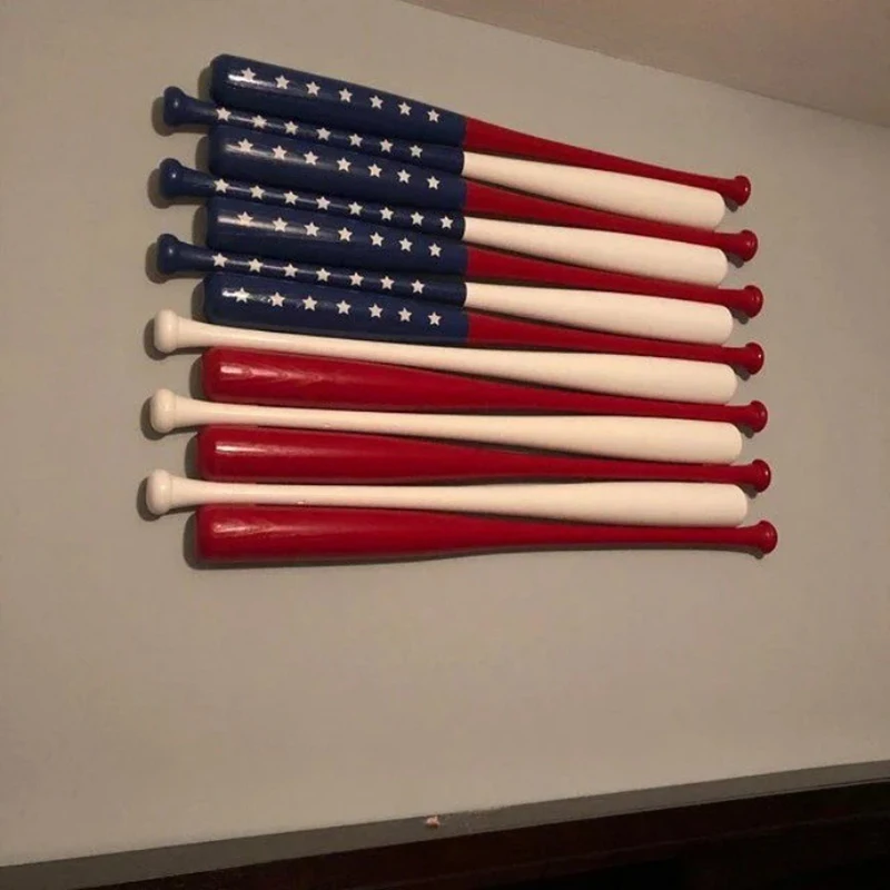 

Wooden Baseball Pole Pendant with American Flag Pattern Home Independence Day Decoration Memorial Day Wall Decor 2020ing