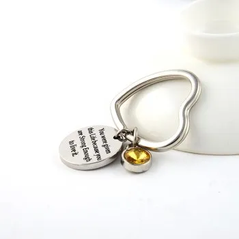 

New Hot Tag Keychain Titanium Steel Lettering Tag Peach Heart Keychain Inspirational Keychain K25-A