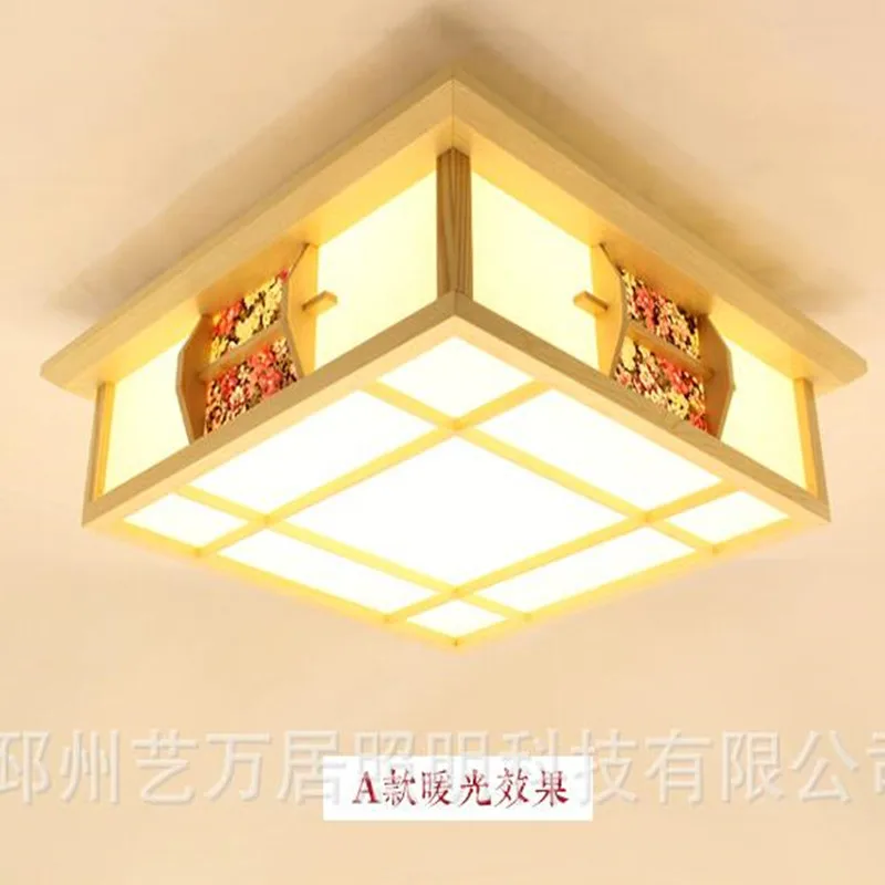 

Japanese Style Tatami Wood Ceiling and Pinus Sylvestris LED Lamp Natural Color Square Grid Paper Ceiling Lamp Fixture 1009