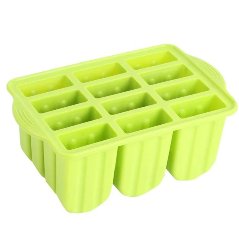 

12 Grid Food Grade Silicone Ice Cream Mould with Lid