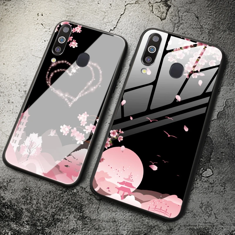 

Tempered Glass Case For Samsung Galaxy M11 M21 M31 M51 M30s M31s S7 S8 S9 S10 S20 FE S20Plus Shockproof Cover Tulips Flower Case