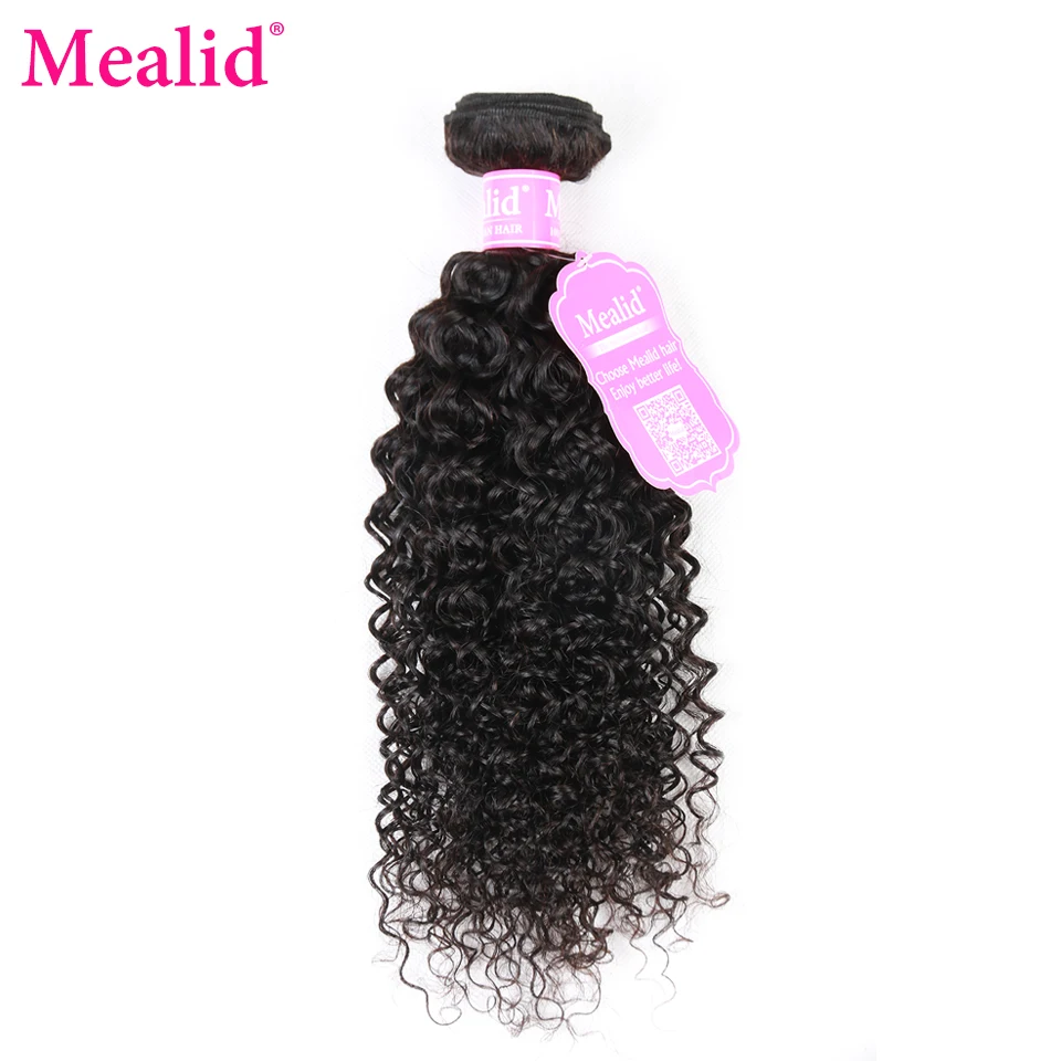 Mealid 3 4 человеческие волосы переплетения пучки с бразильские закрытием кудрявые