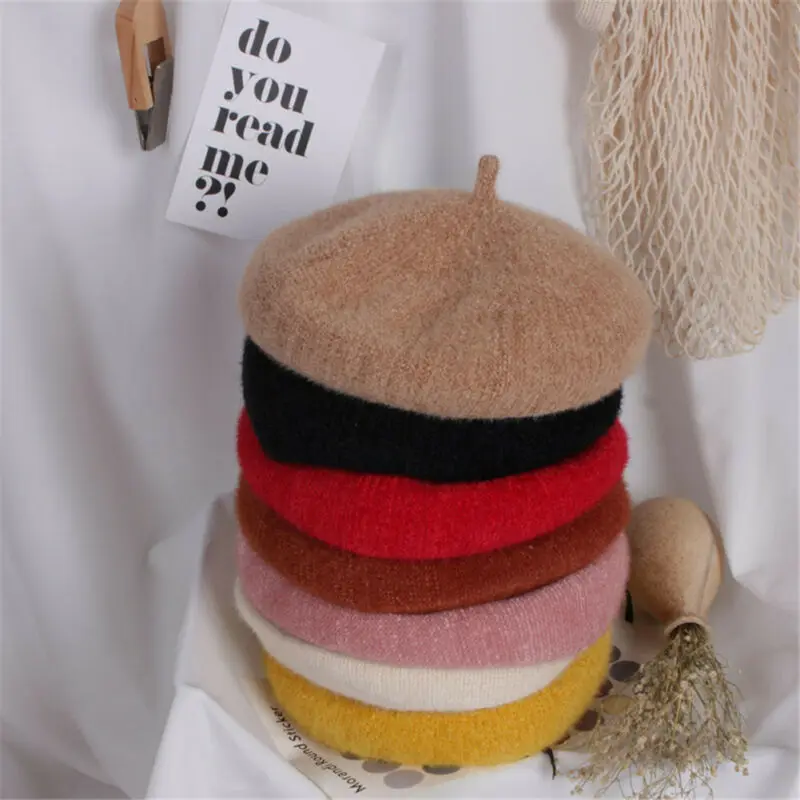 Шерстяной берет шапки для детей детская шапка девочек теплая ярких цветов