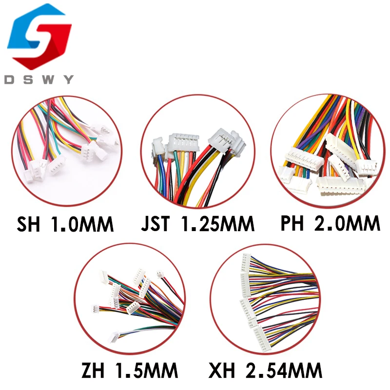 10PCS SH 1.0MM/ZH 1.5MM/JST 1.25MM/PH 2.0MM/XH 2.54MM female plug connector with wire 2/3/4/5/6/7/8/9/10/12P Pin |