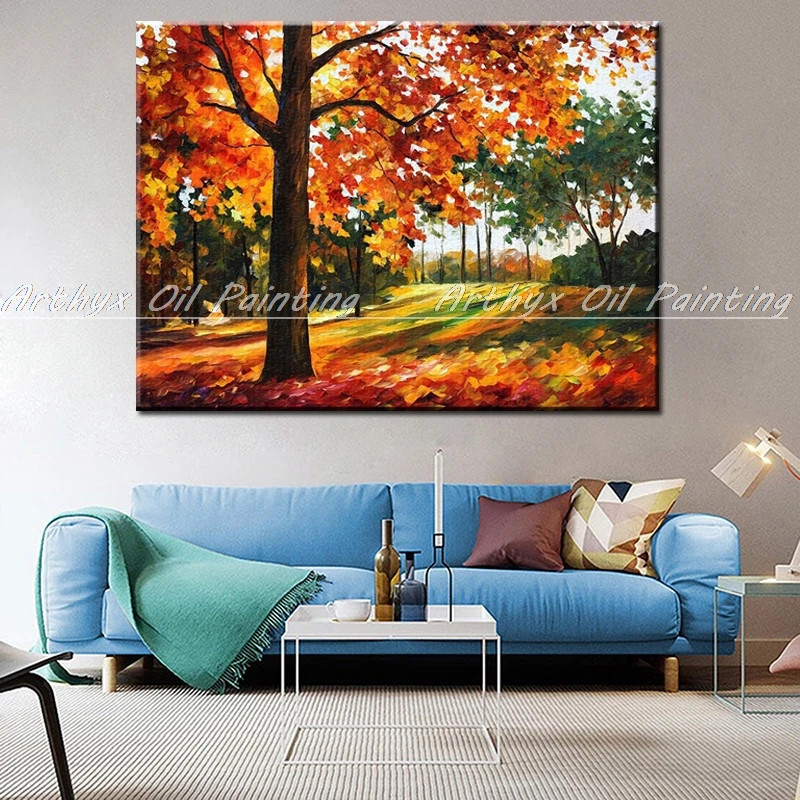 Ручная роспись Современная палитра нож дерево пейзаж картина маслом на холсте