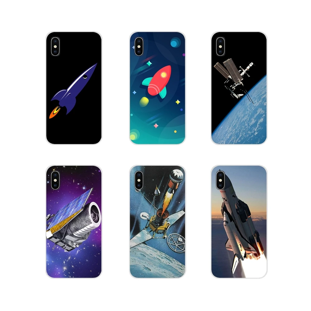 Прозрачный мягкий чехол покрывает космический корабль ракета Летающий для Apple