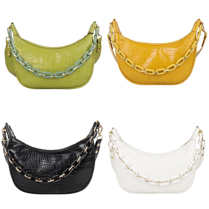 

Роскошная модная женская сумка-мессенджер из искусственной кожи в форме полумесяца, женская сумка, модная сумка через плечо с цепочкой