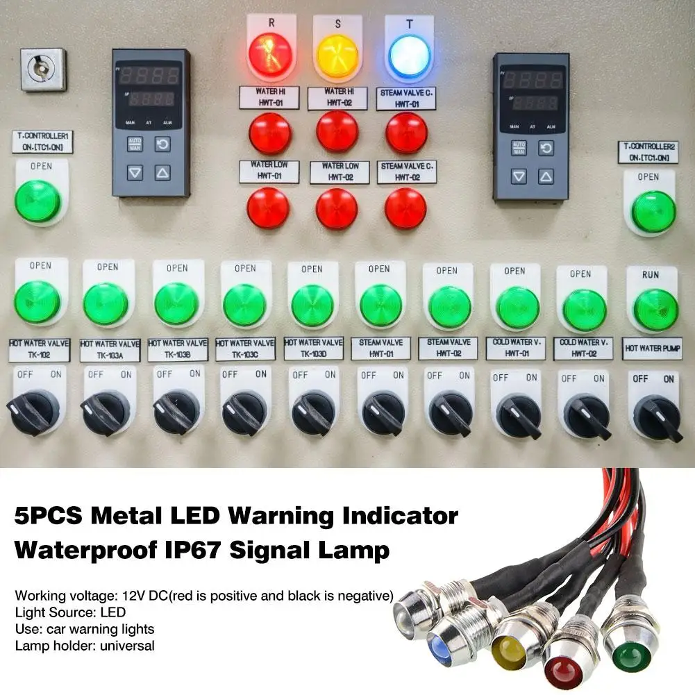 5 шт./компл. металлический светодиодный Предупреждение индикатор