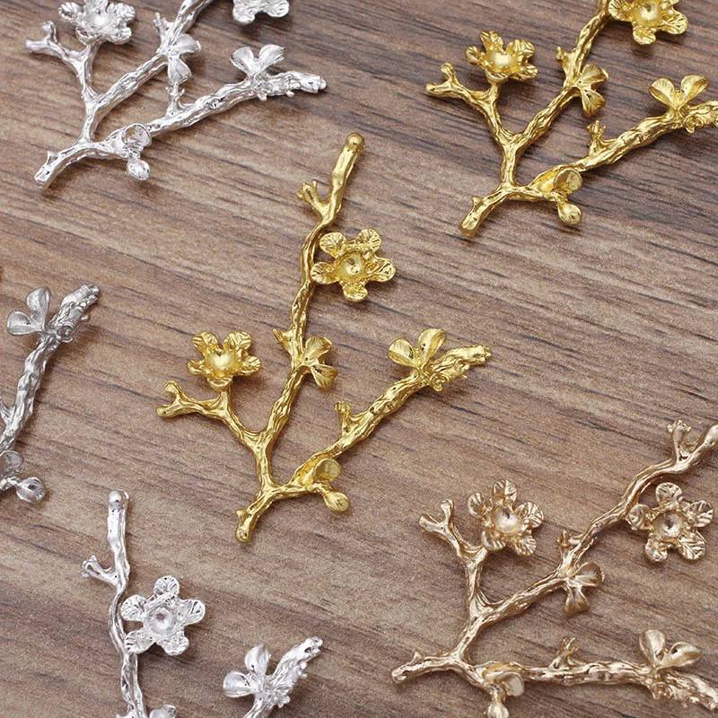 10 шт. 39x55 мм листовые Подвески в виде ветки серебряные золотые металлические