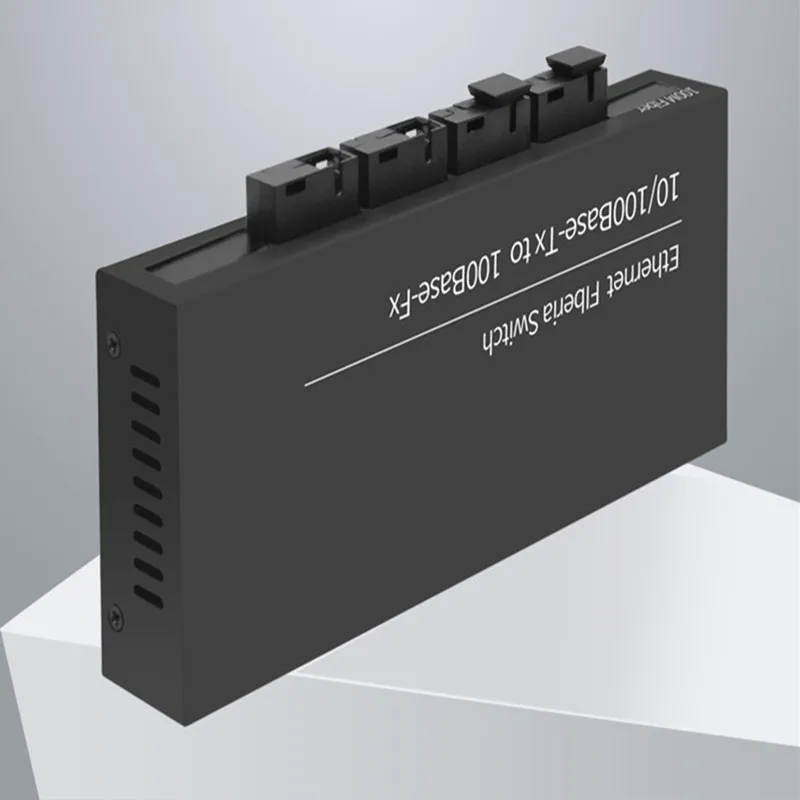 1Pc Media Converter 100MB Fiber Optic Converter Transceiver Ethernet Switch 4 SC Port and 2 RJ45 Port Single Mode