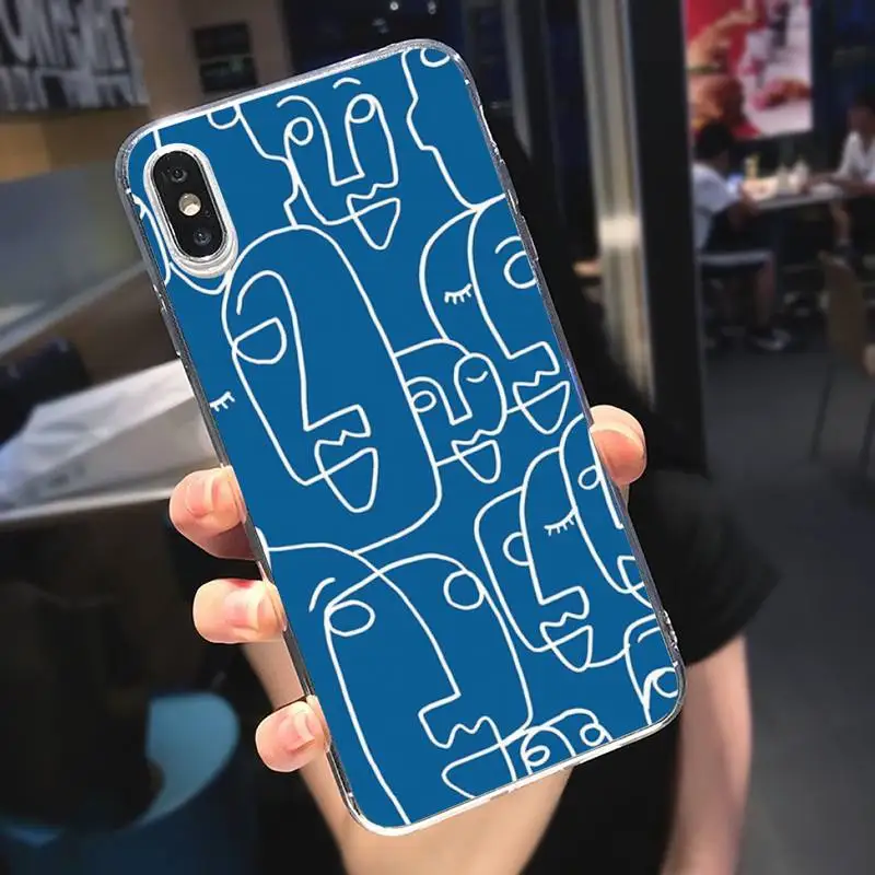 

Abstract artistic face line aesthetics Phone Case Transparent soft For iphone 5 5s 5c se 6 s 7 8 11 12 plus mini x xs xr pro max