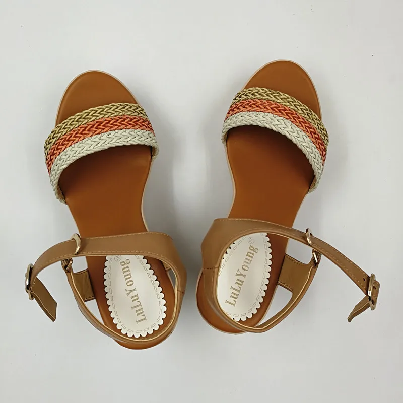 Женская летняя обувь босоножки на танкетке высоком каблуке туфли платформе и с