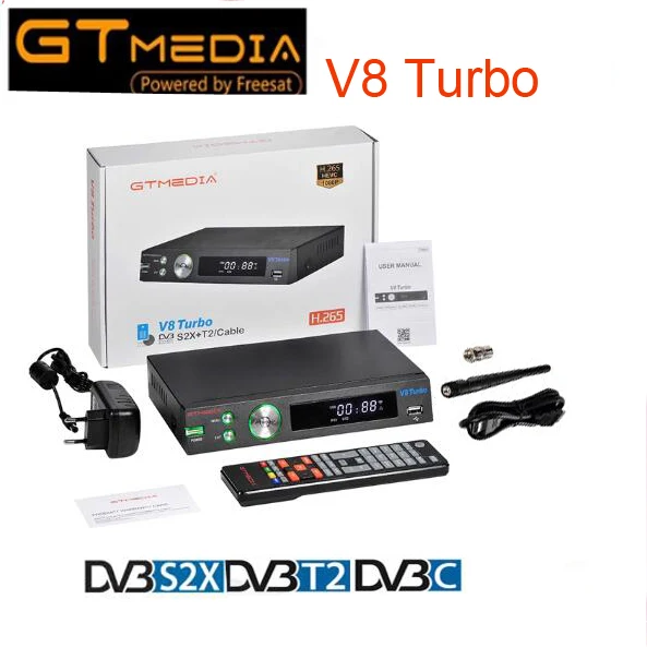 GTMedia V8 Turbo solovox pro2 H.265 Full HD DVB S2 T2 C цифра спутниковый телевизионный ресивер