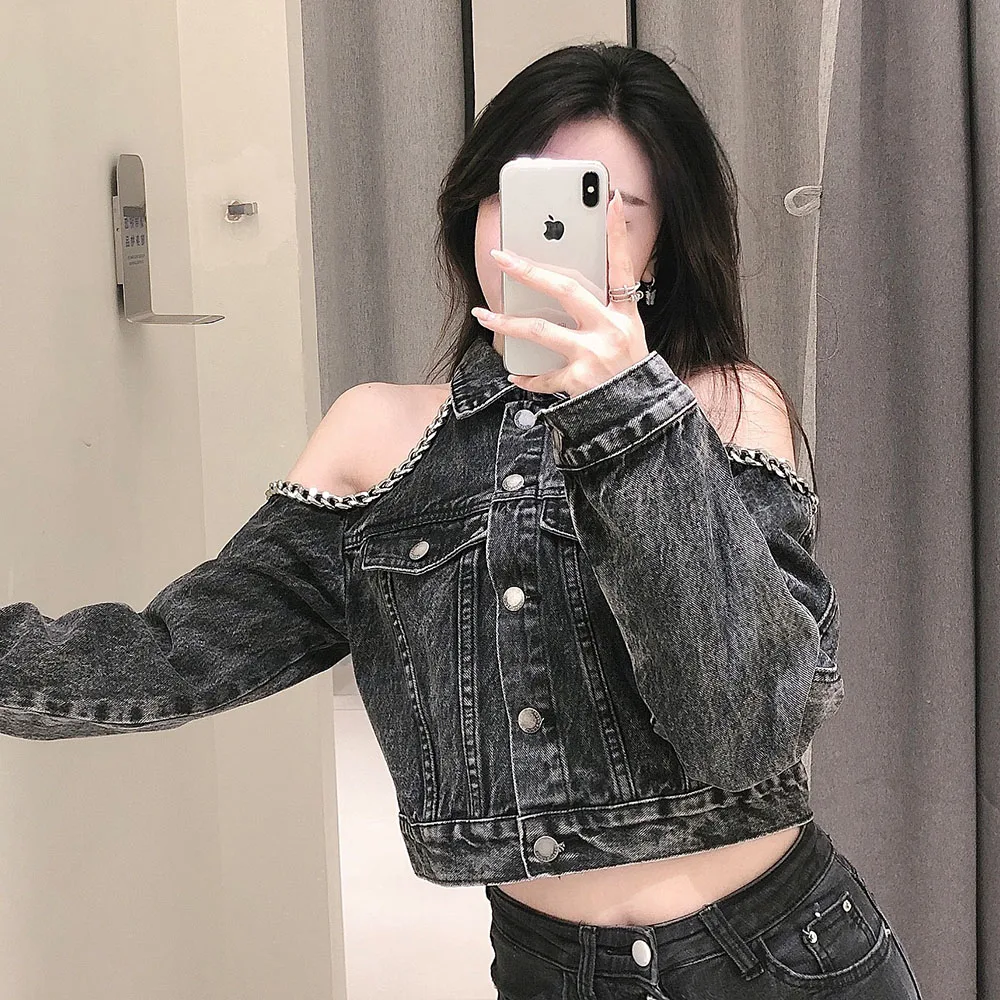 

DiYiG WOMAN 2021 summer new women's lapel off-shoulder chain stitching Danning long-sleeved shirt coat