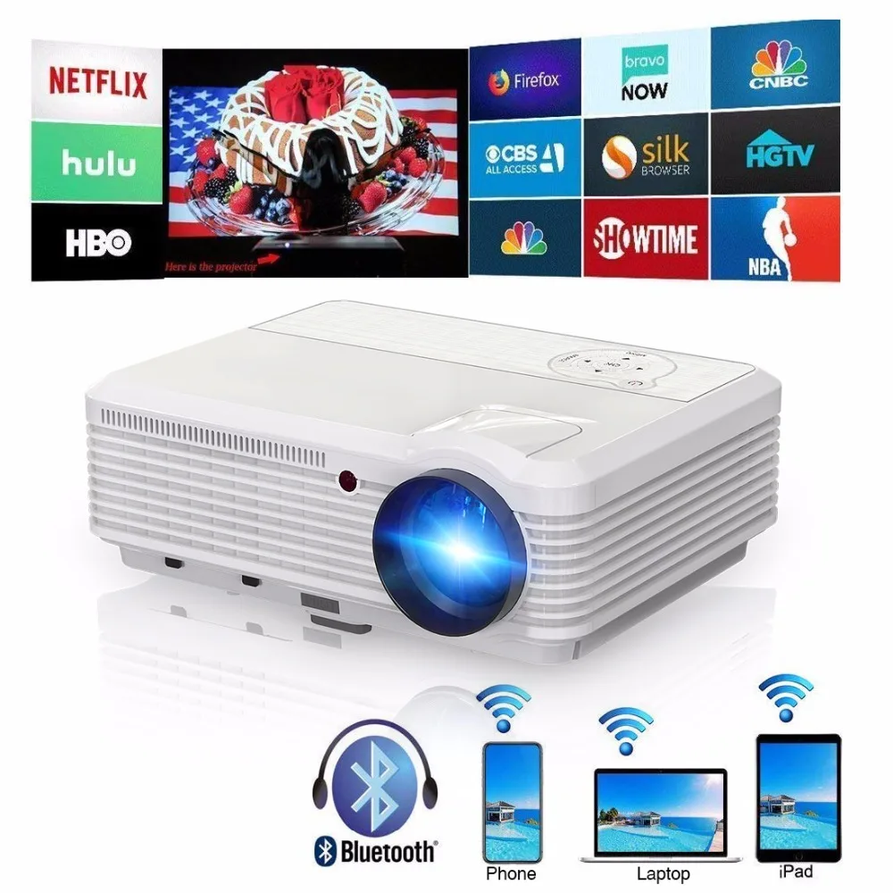 A7AB видео светодиодный проектор 1080p Full HD Android6.0 Wifi Buletooth 6000 люмен Домашний кинотеатр кино DVB-T проектор