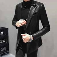 2021 brand clothing fashion men casual leather jacketmale slim fit motorcycle jacket faux fur coat s 2xl