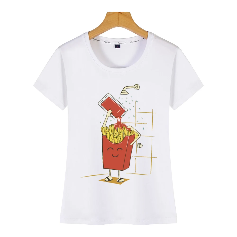 Женская футболка с забавным рисунком картофеля фри и кетчупом винтажная женская