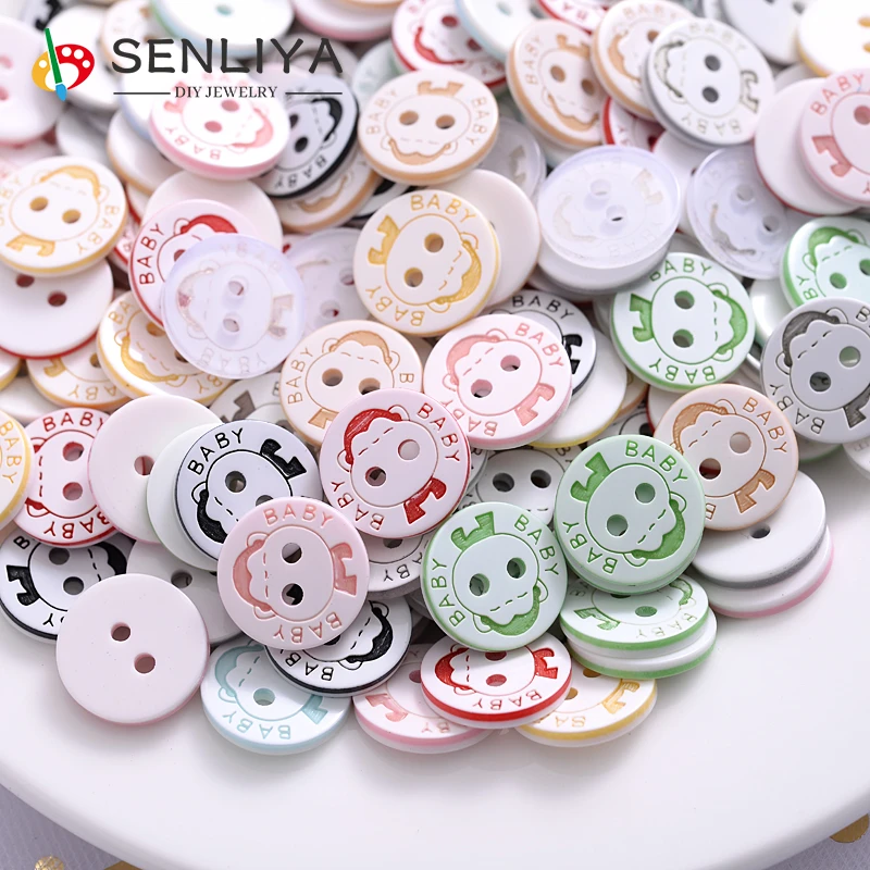 

Hot 50-200Pcs Round Cartoon Monkey Design Resin Sewing Buttons Scrapbooking Decorative Resin Button For Diy Apparel Accessories