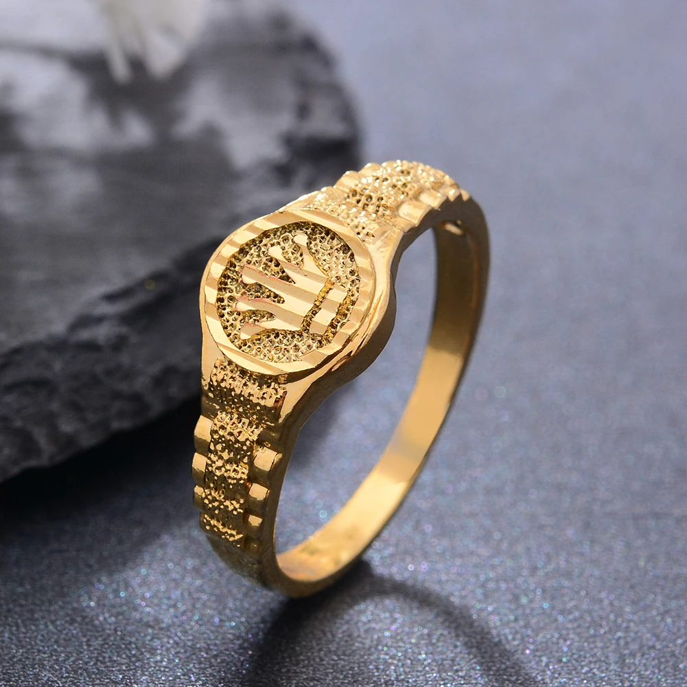 

Ethiopia Dubai Crown Small Gold Color Rings For Women Girls Flower Simple Finger Rings Trend Jewelry Party Ring