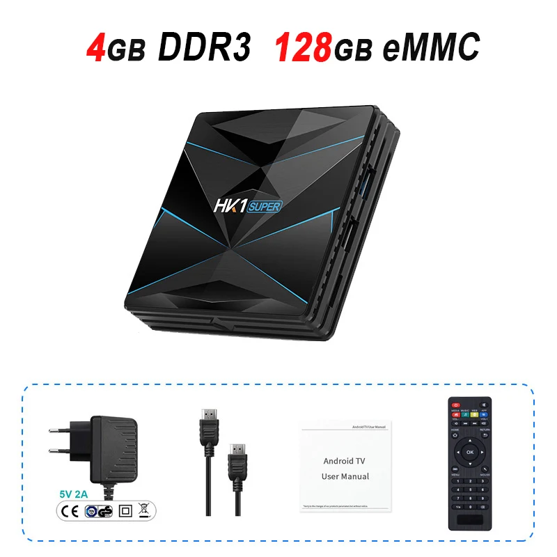 4GB 128GB HK1 Супер смарт ТВ коробка 4 Гб 128 ГБ Android 9,0 ТВ-бокс на Rockchip RK3318 64 ГБ 32 ГБ ТВ коробка Google Assistant 4K 3D HD 2,4G/5G двойной Wifi - Цвет: 4GB 128GB