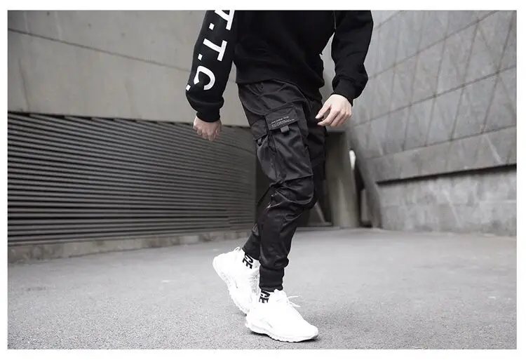 April MOMO 2019 Men Multi-pocket Harem Hip Pop Pants Trousers Streetwear Sweatpants Hombre Male Casual Fashion Cargo |