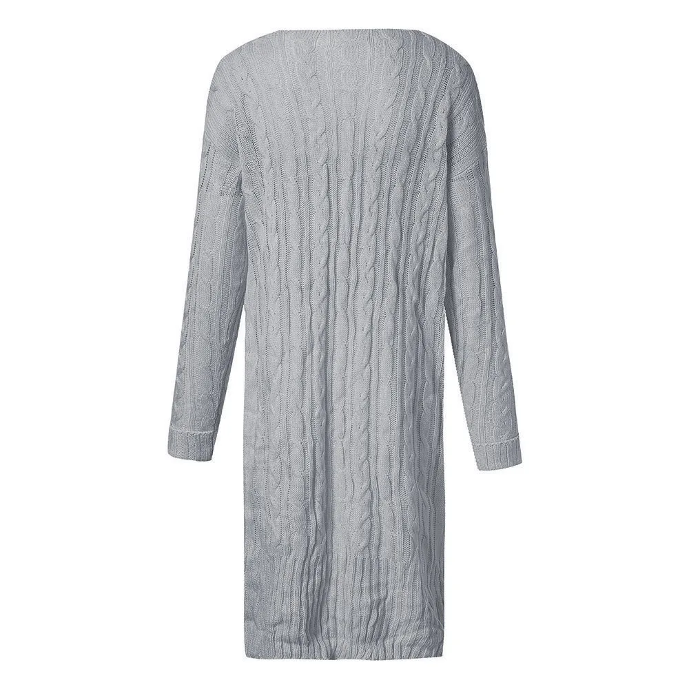 

Women Jacket Coat Ladies Winter Warm Solid long Sleeve Casual Loose Knitted Sweater Jumper cardigan sweater sweater coat Top #45